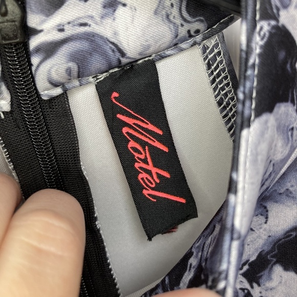 motel rocks womens m grey printed dress high neck - Picture 4 of 4